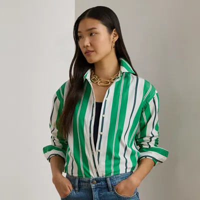 Lauren Petite Ralph Lauren Relaxed Fit Striped Broadcloth Shirt In Multi