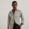 Lauren Petite Ralph Lauren Relaxed Fit Striped Satin Shirt