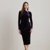 Lauren Petite Ralph Lauren Ruched Velvet Asymmetrical Dress