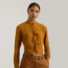 Lauren Petite Ralph Lauren Ruffle-trimmed Georgette Tunic In Yellow