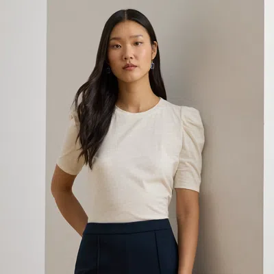Lauren Petite Ralph Lauren Slub Jersey Puff-sleeve Top In Neutral