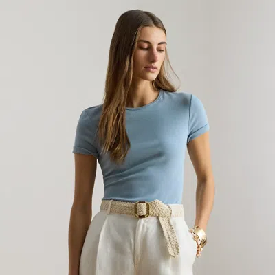 Lauren Petite Ralph Lauren Stretch Cotton Tee In Blue