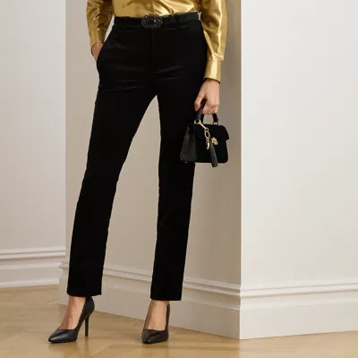 Lauren Petite Ralph Lauren Stretch Velvet Cropped Pant In Black