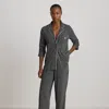 Lauren Petite Ralph Lauren Striped Cotton-blend Jersey Sleep Set In Black