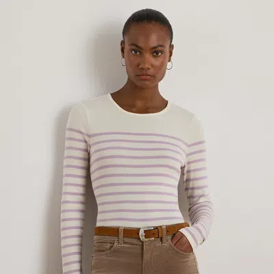 Lauren Petite Ralph Lauren Striped Cotton Long-sleeve Tee