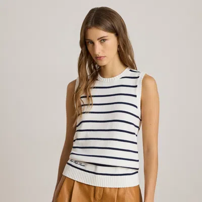 Lauren Petite Ralph Lauren Striped Cotton Sleeveless Sweater In Multi