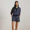 Lauren Petite Ralph Lauren Striped French Terry Drawcord Short In Blue