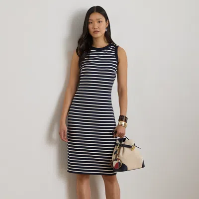 Lauren Petite Ralph Lauren Striped Snap-trim Ponte Sheath Dress