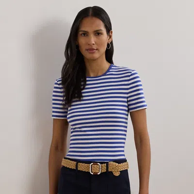 Lauren Petite Ralph Lauren Striped Stretch Cotton Crewneck Tee