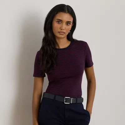 Lauren Petite Ralph Lauren Striped Stretch Cotton Crewneck Tee