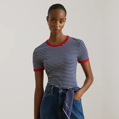 Lauren Petite Ralph Lauren Striped Stretch Cotton Tee