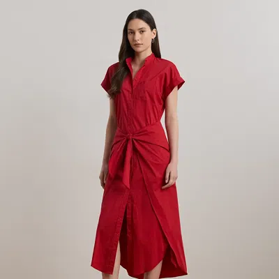 Lauren Petite Ralph Lauren Tie-front Cotton-blend Shirtdress