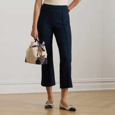 Lauren Petite Ralph Lauren Twill Flare Ankle Pant In Blue