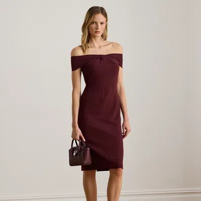 Lauren Petite Ralph Lauren Twist-front Crepe Cocktail Dress In Burgundy