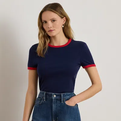 Lauren Petite Ralph Lauren Two-tone Stretch Cotton Tee
