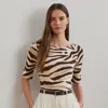Lauren Petite Ralph Lauren Zebra-print Stretch Cotton Boatneck Tee