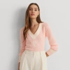 Lauren Petite Rib-knit Cotton Cricket Sweater In Pink Opal/cream