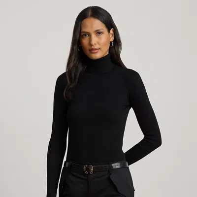Lauren Petite Stretch Cotton Turtleneck In Polo Black