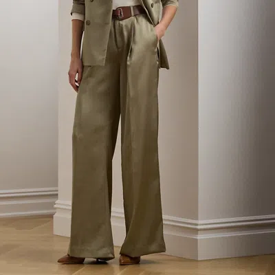Lauren Petite Satin Charmeuse Wide-leg Pant In Madison Tan