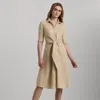 Lauren Petite Tie-front Linen Shirtdress In Explorer Sand