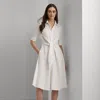Lauren Petite Tie-front Linen Shirtdress In White