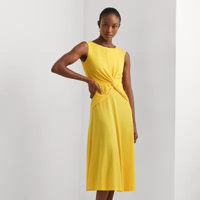 Lauren Petite Twist-front Jersey Dress In Primrose Yellow
