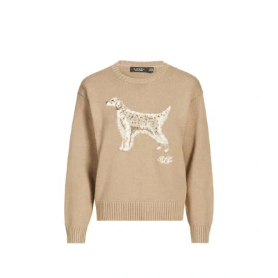 Laurèn Pull Droit Brodé En Coton In Brown
