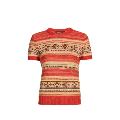 Laurèn Pull Manches Courtes À Motif In Brown