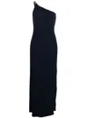 Ralph Lauren Satin Charmeuse One-shoulder Gown In Blue