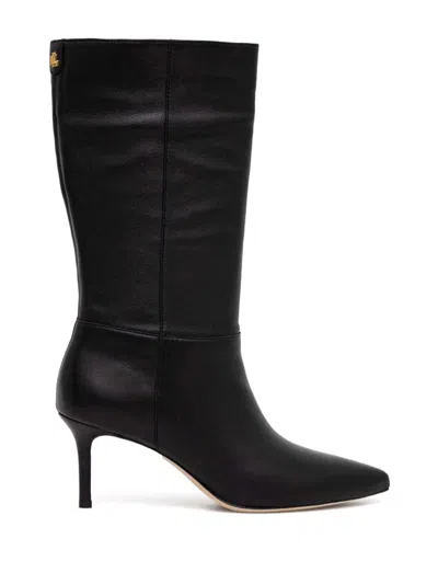 Lauren Ralph Lauren Leannah Nappa Leather Boot Woman Boot Black Size 8 Sheepskin