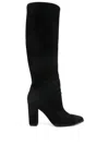 Ralph Lauren Artizan Tall Womens Laceless Suede Knee-high Boots In Black