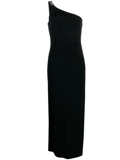 Ralph Lauren One-shoulder Midi Dress In Black  