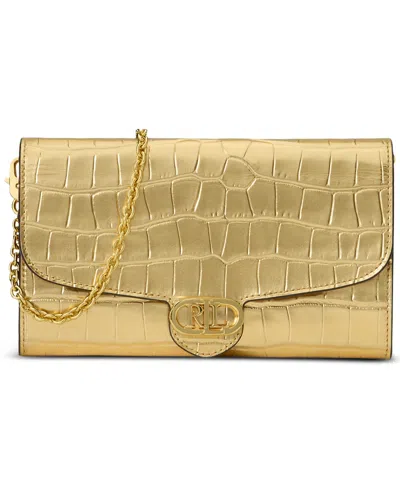 Ralph Lauren Adair Croc-embossed Leather Small Crossbody In Modern Gold