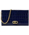 Ralph Lauren Croc-embossed Medium Adair Crossbody In Navy
