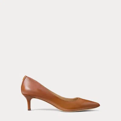 Ralph Lauren Adrienne Leather Pump In Deep Saddle Tan
