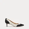 Ralph Lauren Adrienne Leather Wingtip Pump In Soft White/black