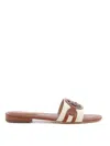 Ralph Lauren Alegra Canvas-leather Slide Sandal In Brown