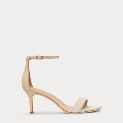 Ralph Lauren Allie Mid-heel Suede Sandal In Sand Dune