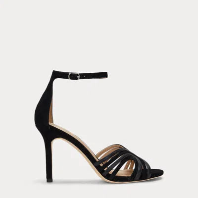 Ralph Lauren Allie Suede & Leather Multistrap Sandal In Black