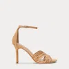 Ralph Lauren Allie Suede & Leather Multistrap Sandal In Buff