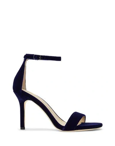 Ralph Lauren Lauren  Allie Velvet Sandal Woman Sandals Navy Size 8 Textile Fibers, Leather