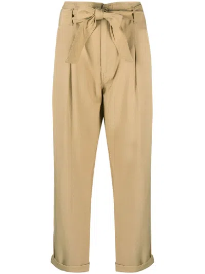 Ralph Lauren Alyndra Belted-waist Cropped Trousers In Neutrals