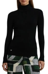 Ralph Lauren Lauren  Amanda Rib Turtleneck Sweater In Polo Black