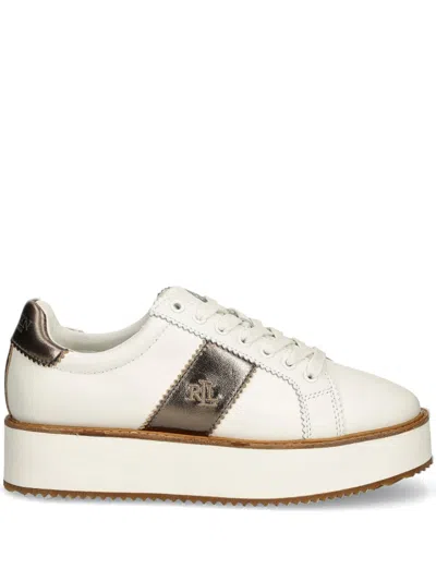 Ralph Lauren Amelia Snow White Twilight Flatform Trainers In Silver Leather