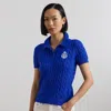 Ralph Lauren Anchor-logo Cable-knit Polo Sweater In New Sapphire