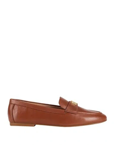 Ralph Lauren Lauren  Averi Iii Burnished Leather Loafer Woman Loafers Tan Size 8 Cow Leather In Brown