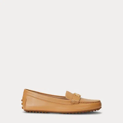 Ralph Lauren Barnsbury Leather Driving Shoes In Buff