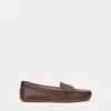 Ralph Lauren Barnsbury Pebbled Leather Driver In Dark Mahogany