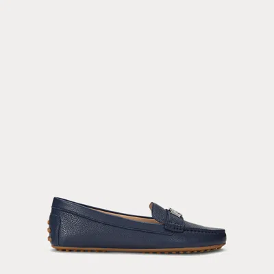Ralph Lauren Barnsbury Pebbled Leather Driver In Refined Navy