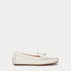 Ralph Lauren Barnsbury Pebbled Leather Driver In Soft White
